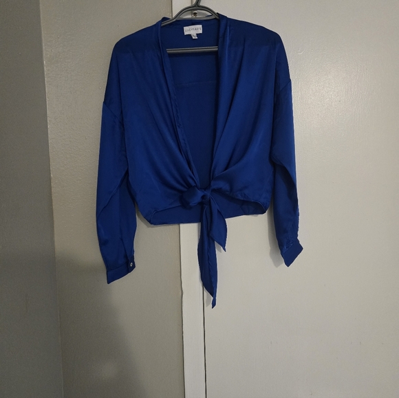 Lucy Paris Vibrant Blue Button-Down Shirt. Size S - Picture 4 of 11